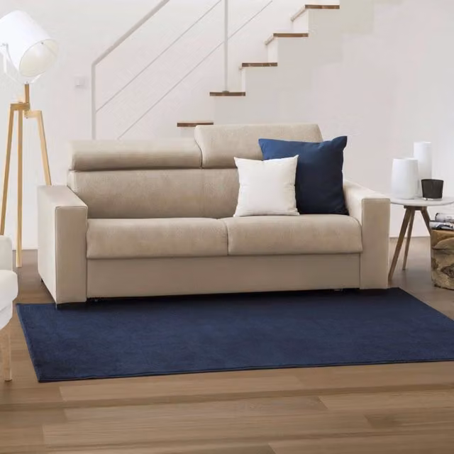 Divano Letto Amalfi Talamo Italia, Divano a 2 posti con apertura girevole, Poggiatesta regolabili e Braccioli, Beige, L: 200 cm, H: 85 cm, P: 95 cm