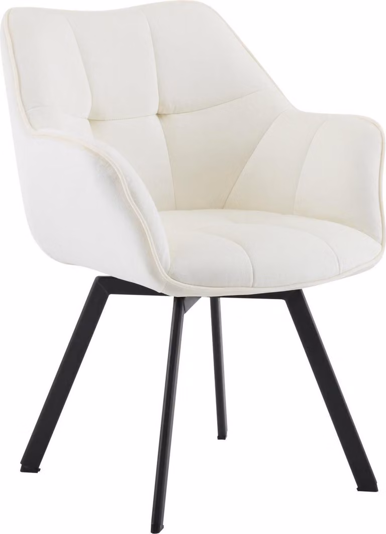 Sedia da pranzo girevole in velluto - sedia - comfort e cura ottimali - colore amichevole: crema
