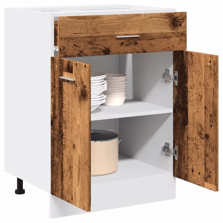 Cassettiera inferiore Lyon vidaXL in legno antico, colore marrone e bianco, L: 60 cm, P: 46 cm, H: 81,5 cm