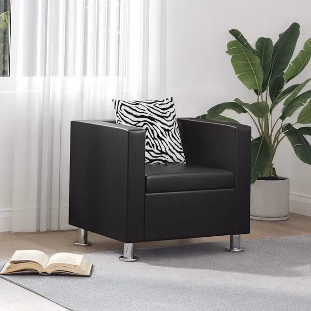 Divano Sedia-Poltrona Nera in Similpelle 601594