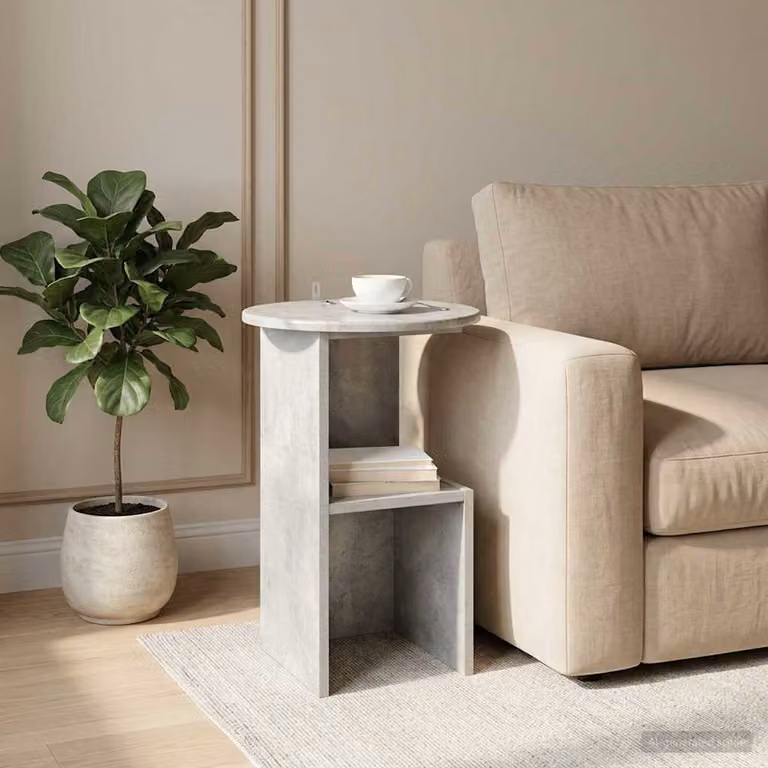 vidaXL Tavolo laterale rotondo moderno in grigio opaco, Diametro: 39,5 cm, Altezza: 55 cm