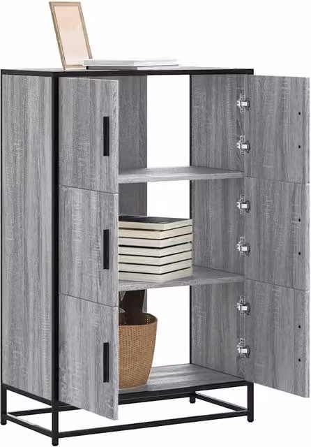 Credenza Buffet Armadio Design Mania per Cucina e Soggiorno in Legno e Metallo Grigio L: 68 cm, P: 35 cm, H: 106,5 cm