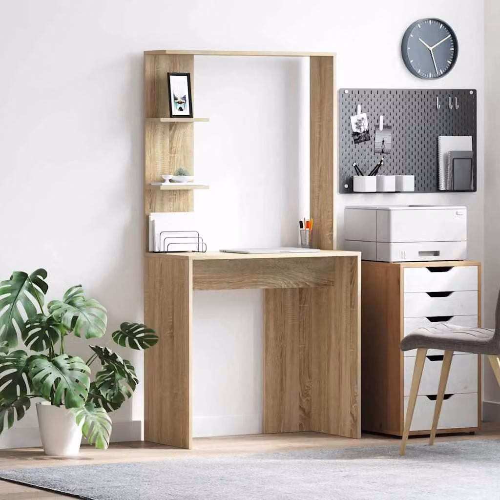 Maison Exclusive - Scrivania in legno impiallacciato effetto Sonoma, dimensioni 78,5 x 37 x 154,5 cm