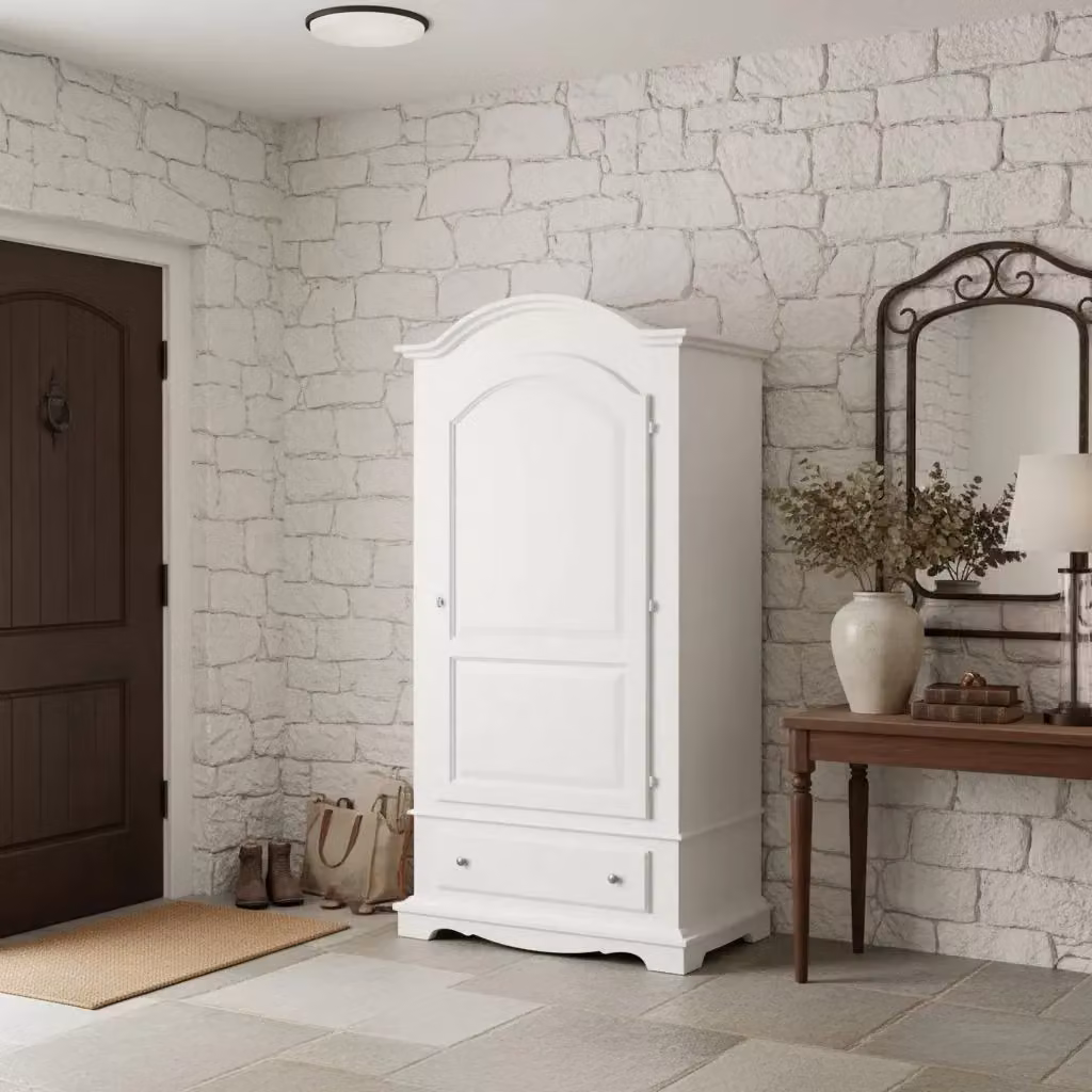 Armadio in legno stile shabby chic bianco con una porta Mobili 2G L/P/H: 96 x 56 x 196 cm – 2