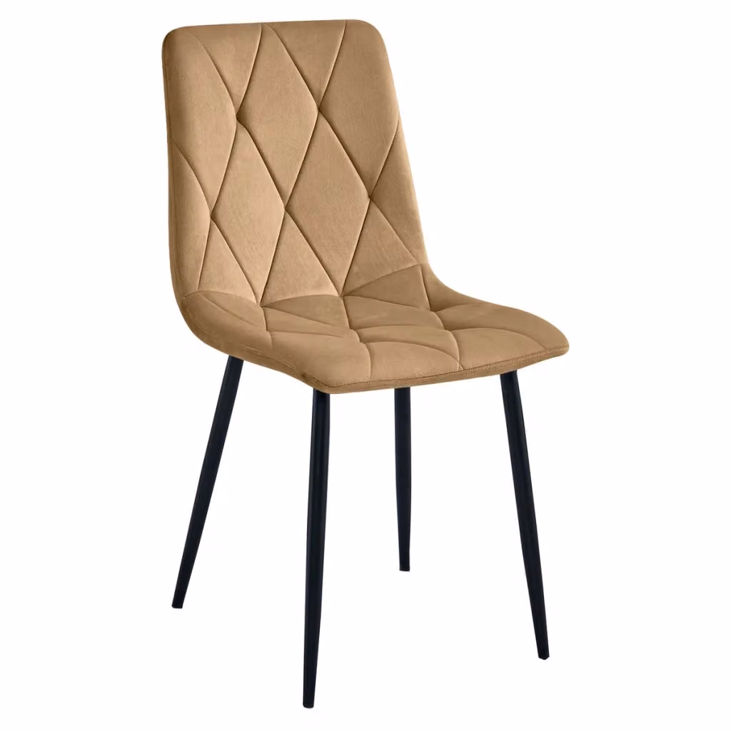 Set di 4 Sedie Libra Kendra Home in Velluto Marrone con Struttura in Metallo Nero Opaco – 2