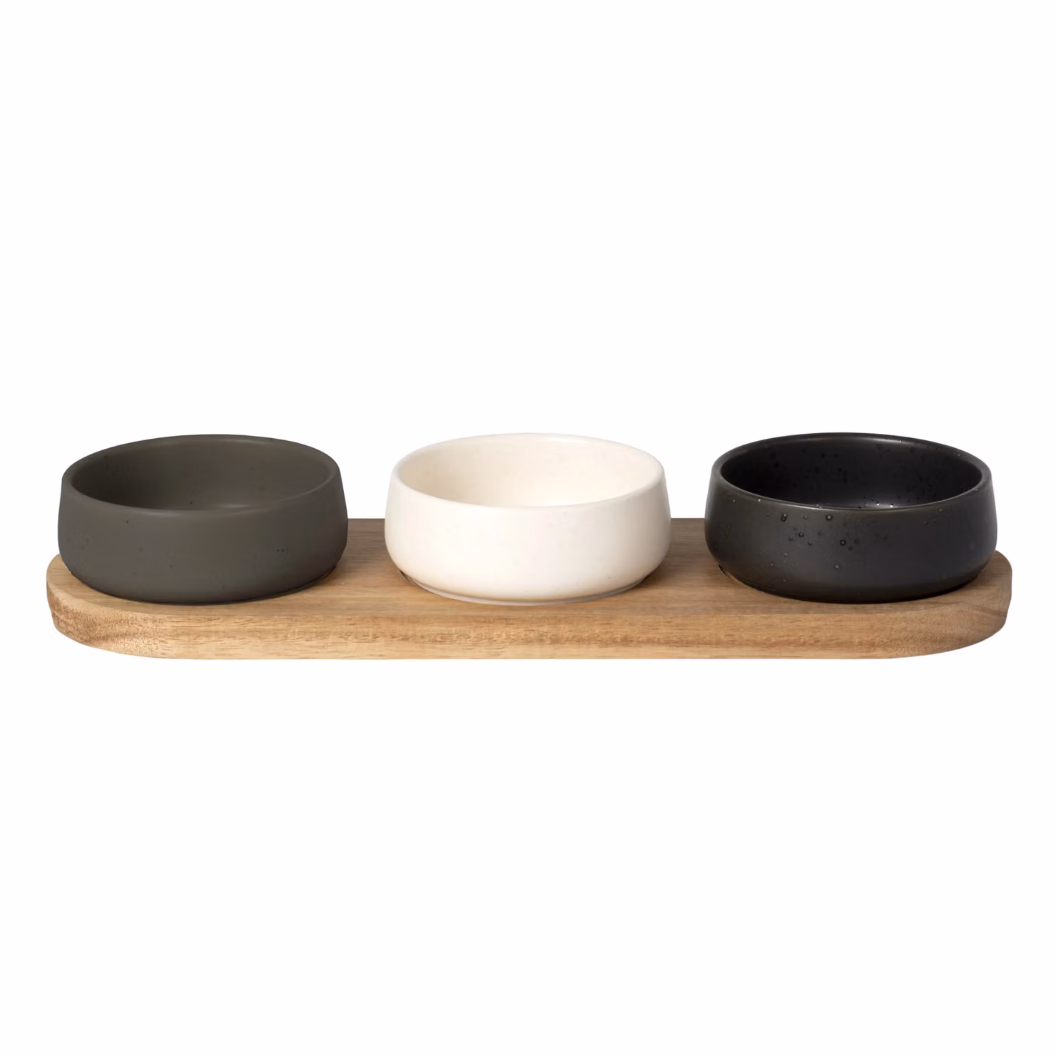 Antipastiera GUSTO CASA Linea Acacia con 3 Ciotole in Legno e Ceramica, Marrone Multicolore, L: 30 cm