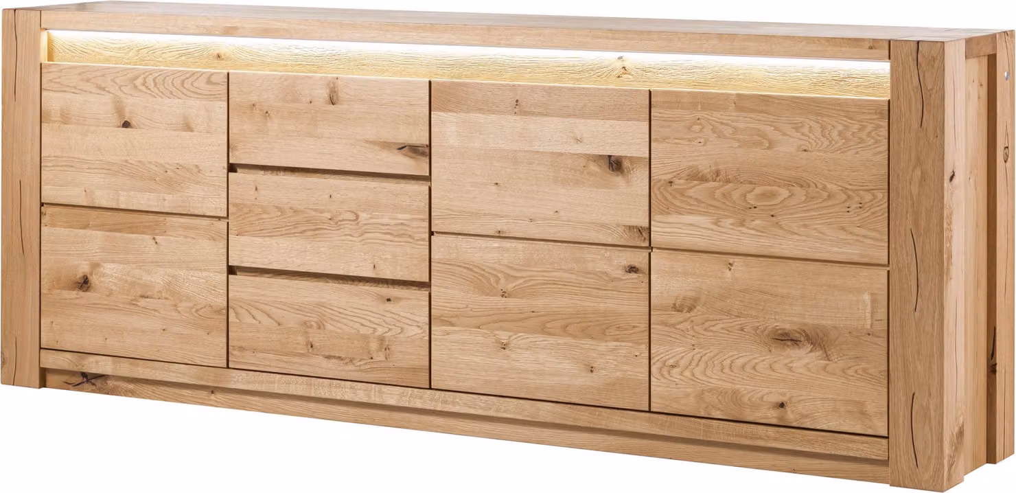 MASSIVMOEBEL24 | Credenza in legno di quercia selvatica 223x40x85 oliato beige KENT #231