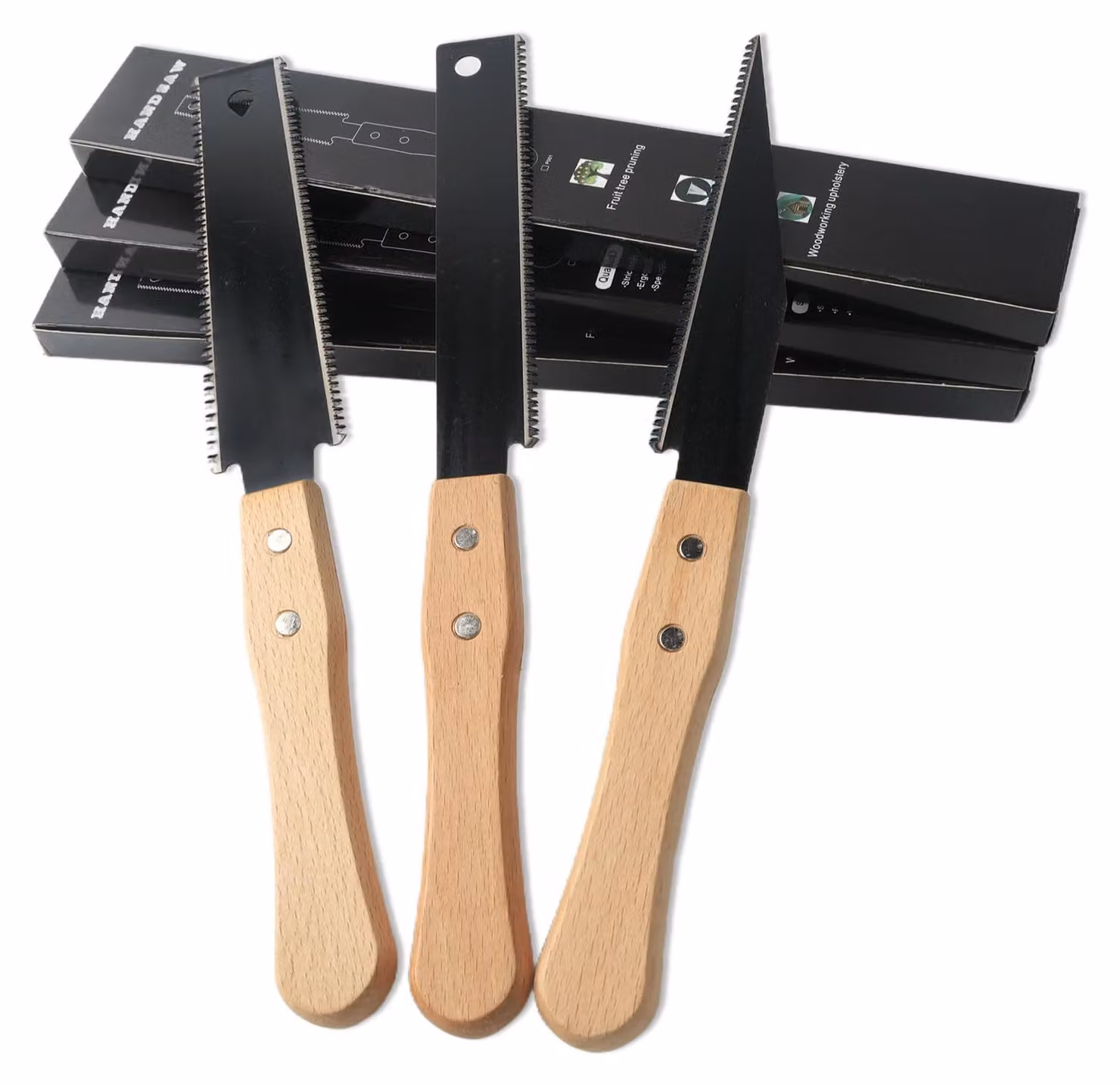 Set di 3 seghe giapponesi, seghe manuali a denti fini per lavorazioni del legno di precisione