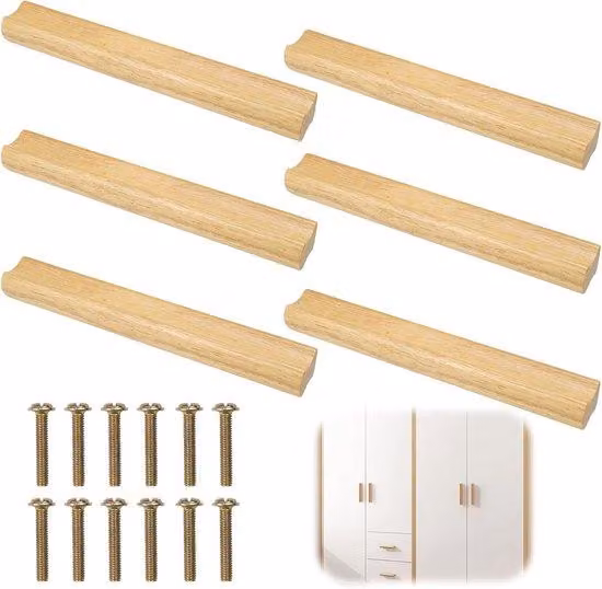 Set di 6 eleganti aste in legno per mobili, adatte a diversi utilizzi