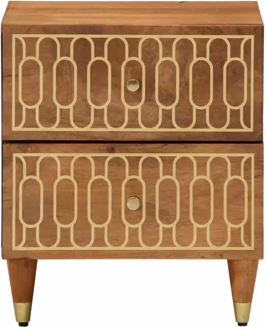 Set di 2 comodini vidaXL in legno di mango color marrone con stile retro e finitura opaca L/P/H: 40 x 33 x 46 cm