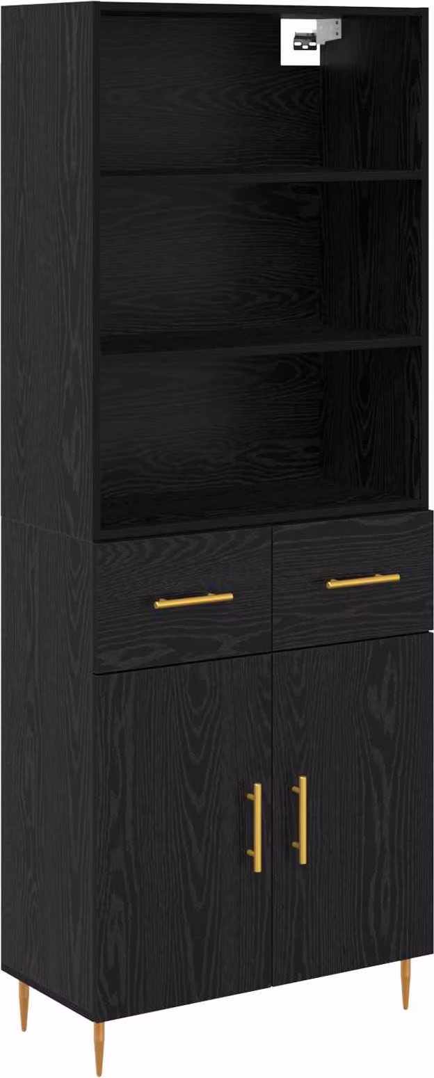 Credenza Rovere Nero 69,5 x 34 x 180 cm Legno multistrato
