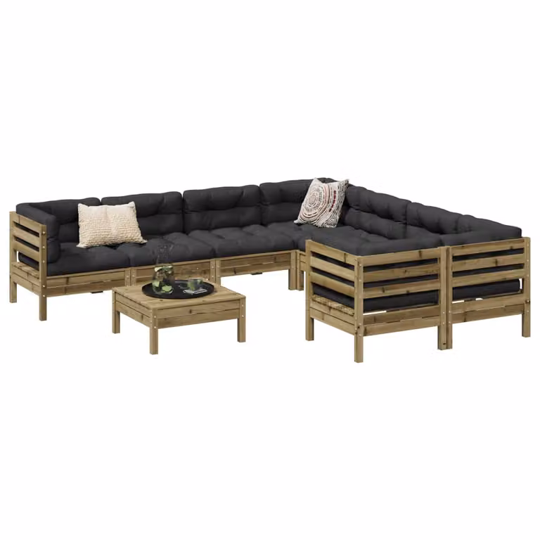 Maison Exclusive - Set da giardino composto da 9 pezzi con cuscini, in legno di pino trattato