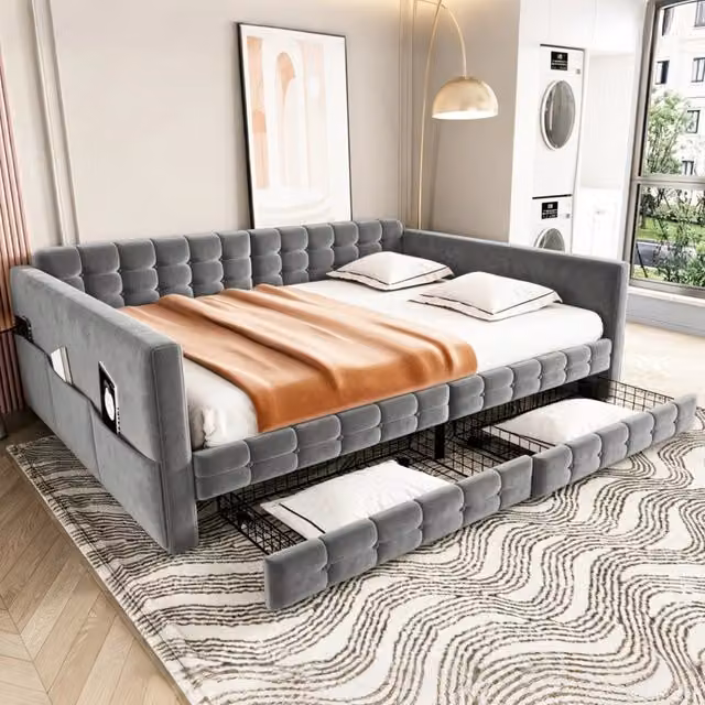 letto imbottito velluto grigio 140 x 190 cm