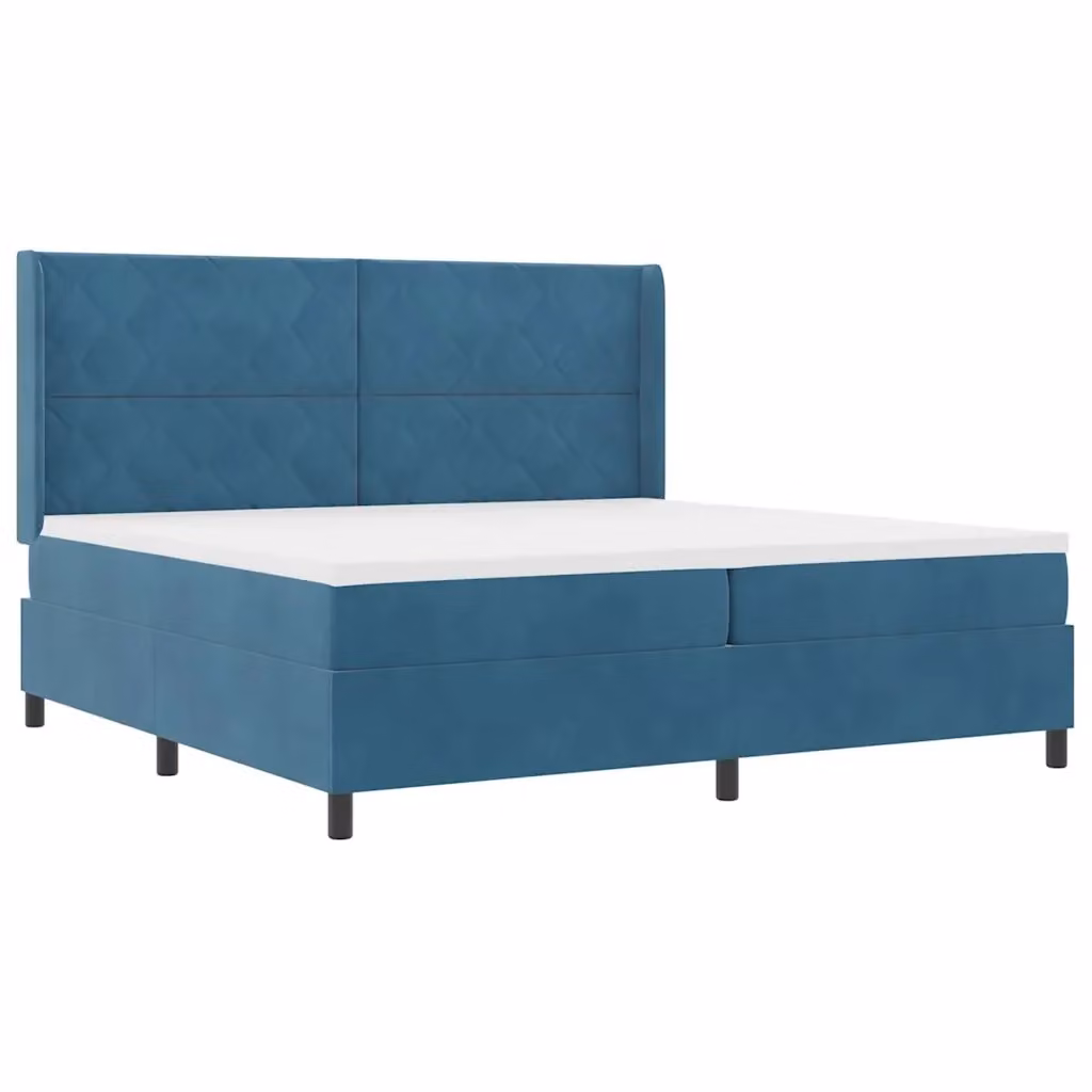 Letto a molle moderno vidaXL in velluto blu con strisce LED e porte USB L: 200 cm, P: 200 cm, H: 280 cm – 2