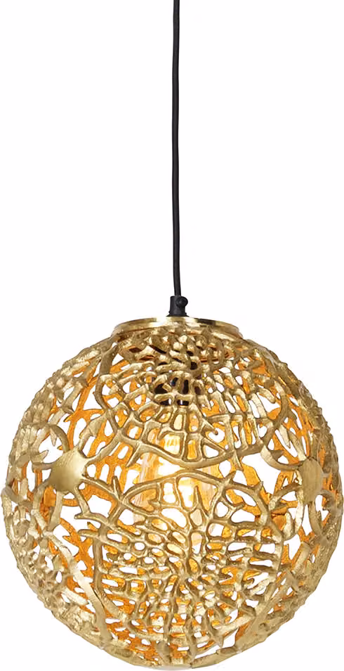 QAZQA - Lampada a sospensione Art Deco oro I ottone con nero - Maro I soggiorno I camera da letto - alluminio rotondo - LED adatto E27