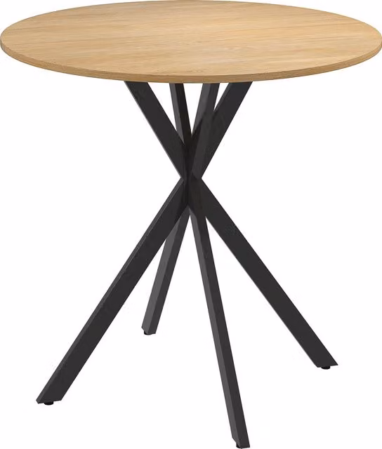 HOMCOM Tavolo da Pranzo Rotondo Stile Industriale con Gambe a Croce in Acciaio, Ø80x75 cm, Colore Quercia   Aosom Italy