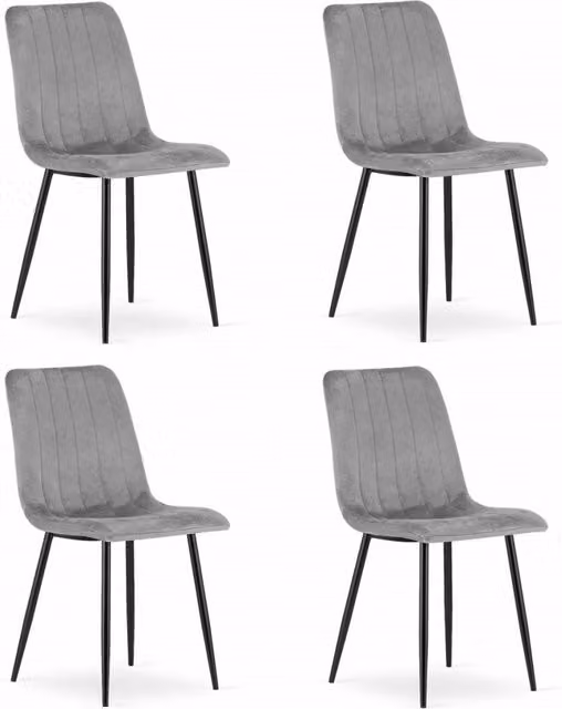Set di 3 sedie in velluto grigio e nero con struttura in metallo KENDRA HOME stile industrial