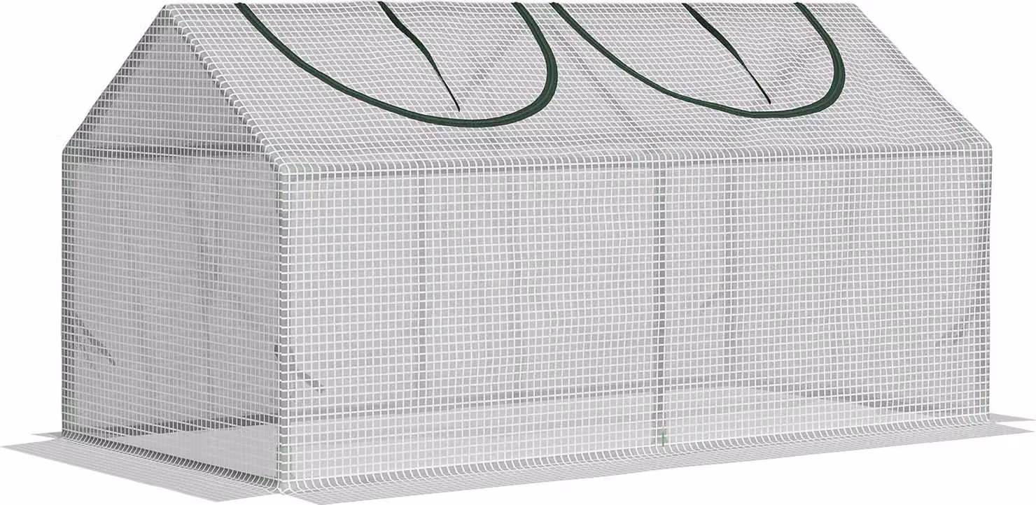 Serra in plastica con finestra, in polietilene, ideale per pomodori, fioriera da semina precoce, dimensioni 120x60x60 cm (bianco)