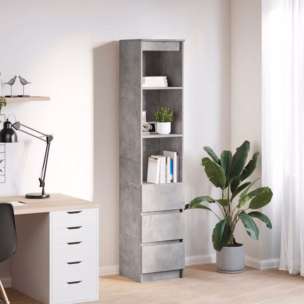 Credenza moderna vidaXL in legno multistrato grigio, L/P/H: 37,5 x 35 x 180 cm