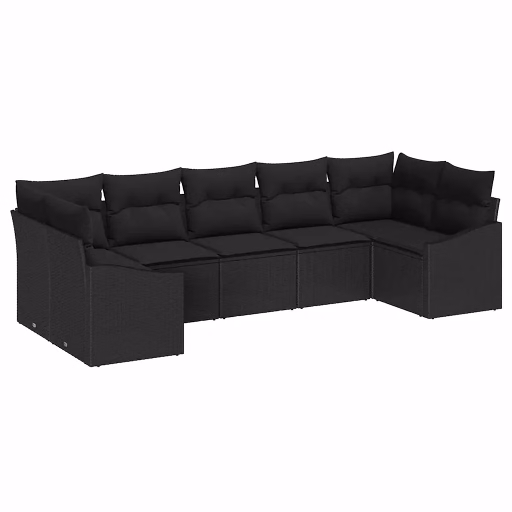 Set di divani da giardino vidaXL 7 pezzi nero con cuscini e tavolino in vetro – 2