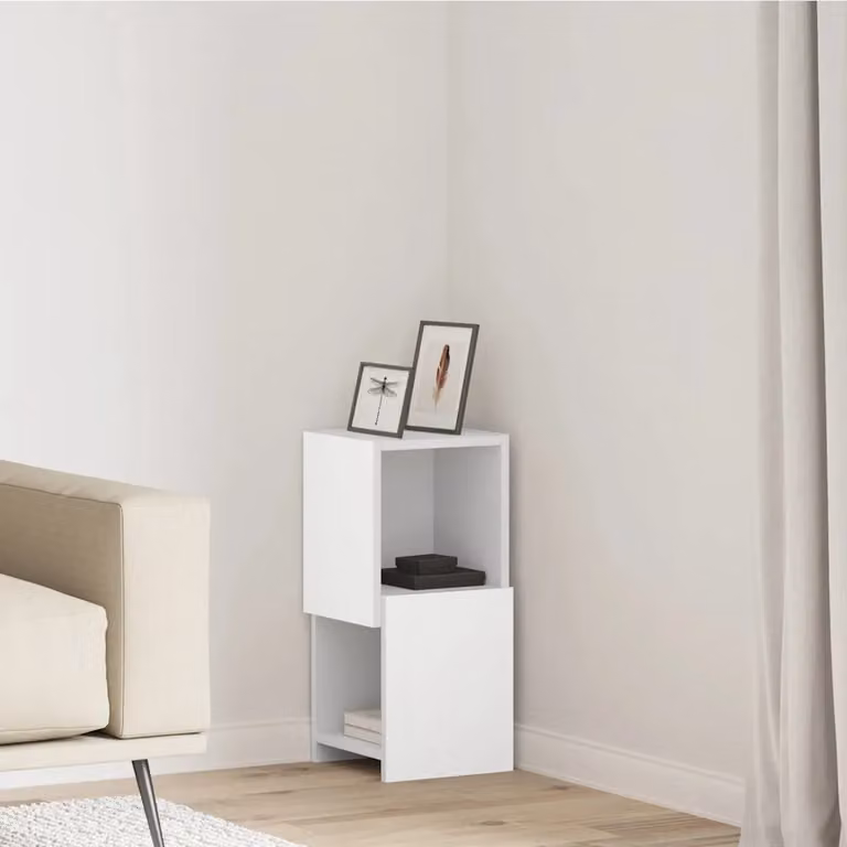 Mobile angolare vidaXL in legno ingegnerizzato bianco L/P/H: 25,5 x 25 x 55 cm