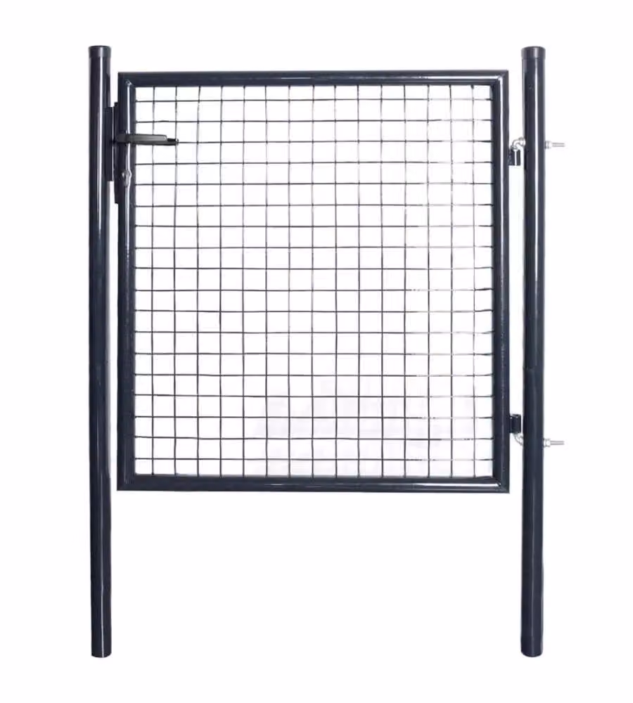Cancello per Giardino Rete in Acciaio Zincato 85,5x100cm Grigio