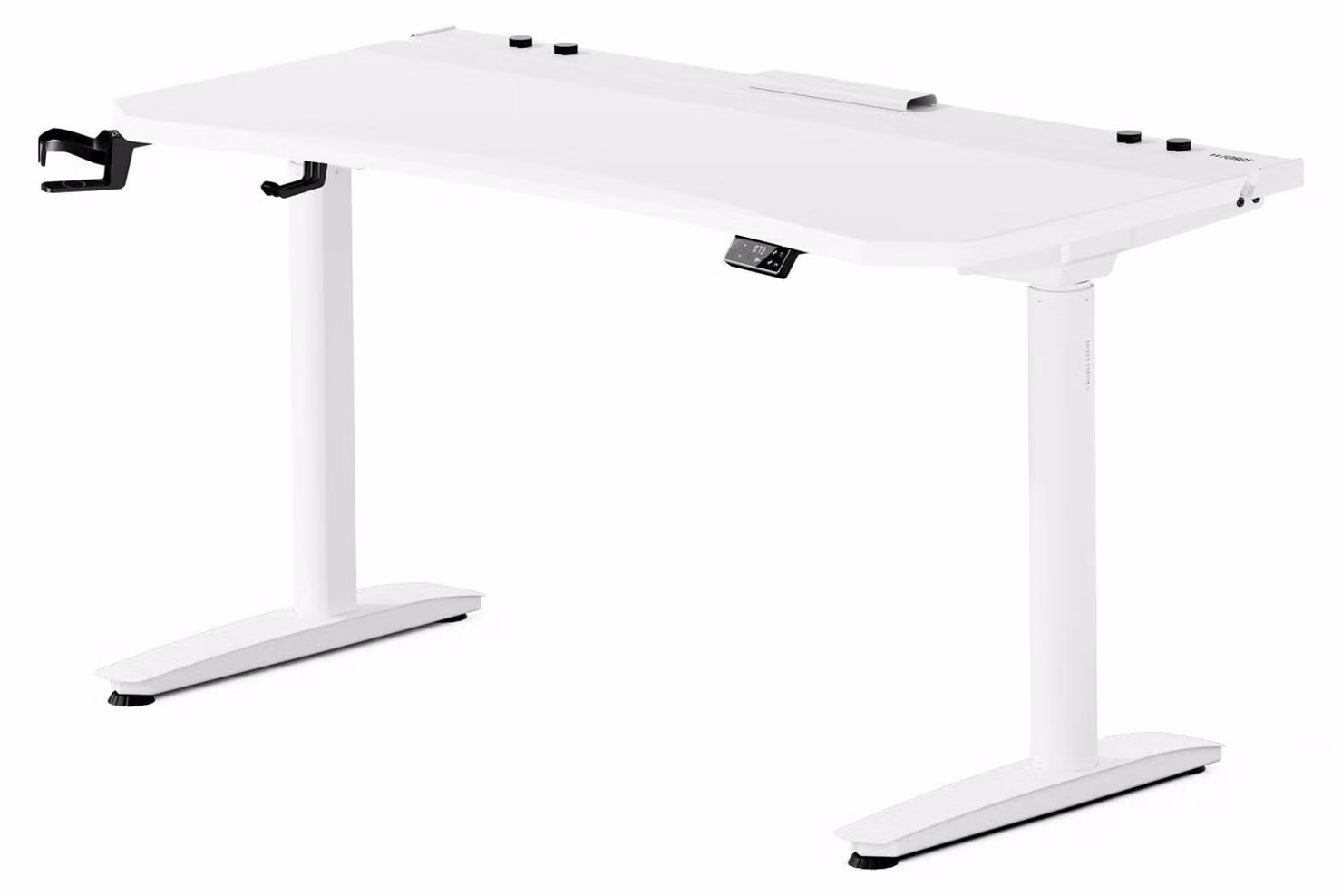 Tavolo da gioco elettrico, scrivania per PC, computer, ergonomico, con gancio per cuffie, portabicchieri, colore bianco, dimensioni 1400 x 700 mm