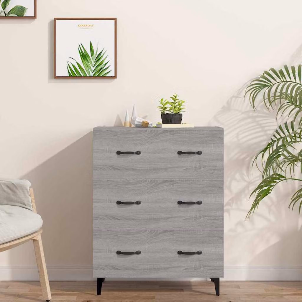 Credenza vidaXL in legno multistrato Grigio Sonoma L: 69,5 cm, P: 34 cm, H: 90 cm