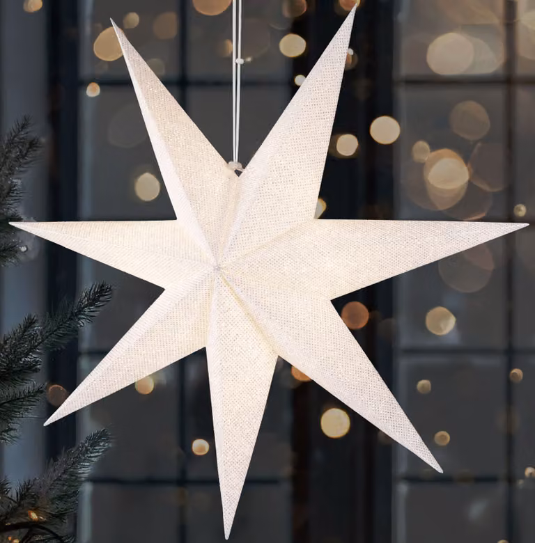 BRUBAKER Stella di Natale da 60 cm per interni - Stella dell'avvento a LED da appendere - Stella luminosa da appendere, bianca