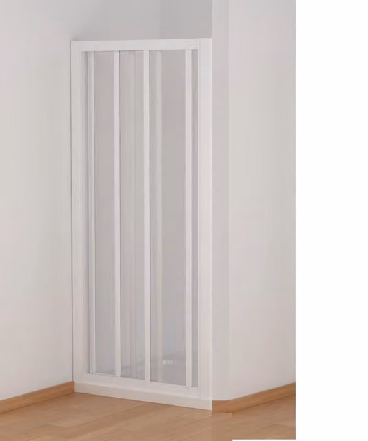 Porta doccia tre ante scorrevoli bilaterale acrilico bianco h185cm Merbo Tinez Bianco,100/106 cm