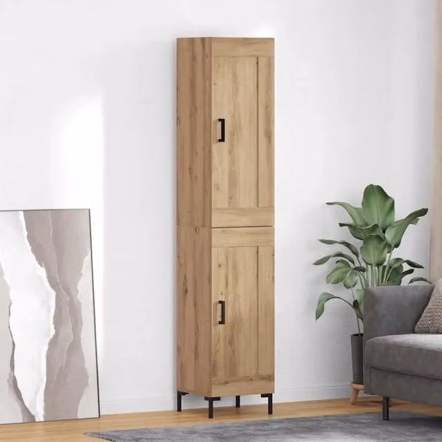 Credenza Buffet Armadio da Cucina vidaXL in Rovere e Metallo, Marrone, L/P/H: 34,5 x 34 x 180 cm