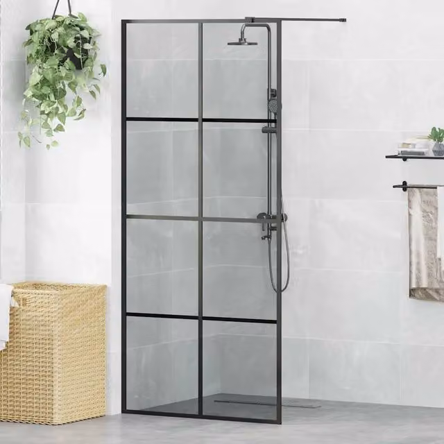 Parete Doccia Walk-in Nero 90 x 195 cm vetro temperato 42022048