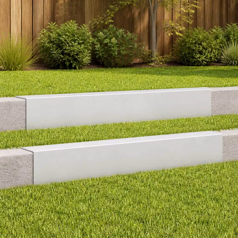 Set di 2 profili di copertura per giardino vidaXL in acciaio color argento L: 100 cm, H: 15 cm, P: 5 cm