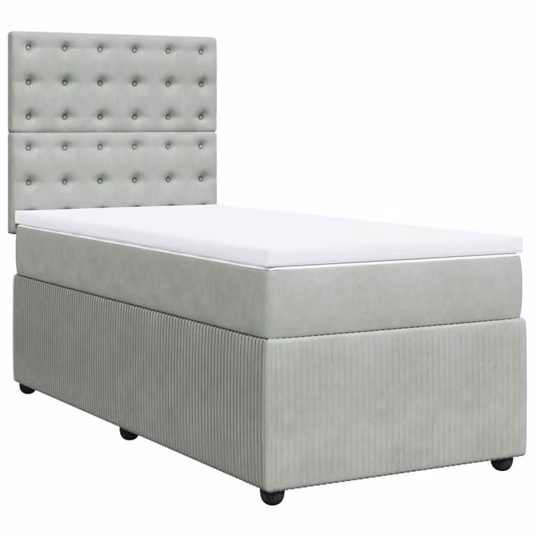 Giroletto a Molle con Materasso Grigio Chiaro 100x200cm Velluto
