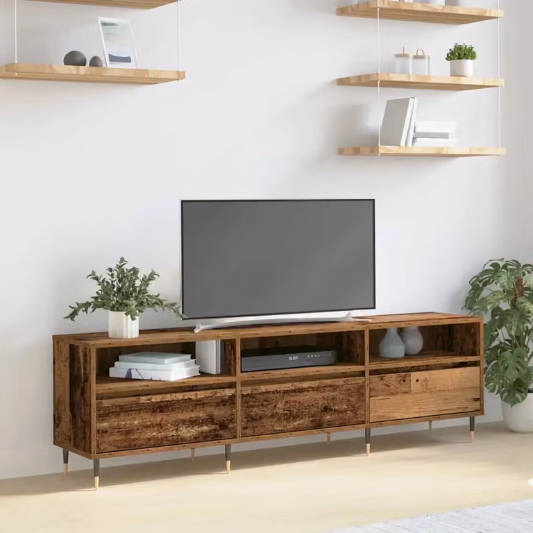 Mobile TV vidaXL in legno e metallo marrone, L/P/H: 150 x 30 x 45 cm
