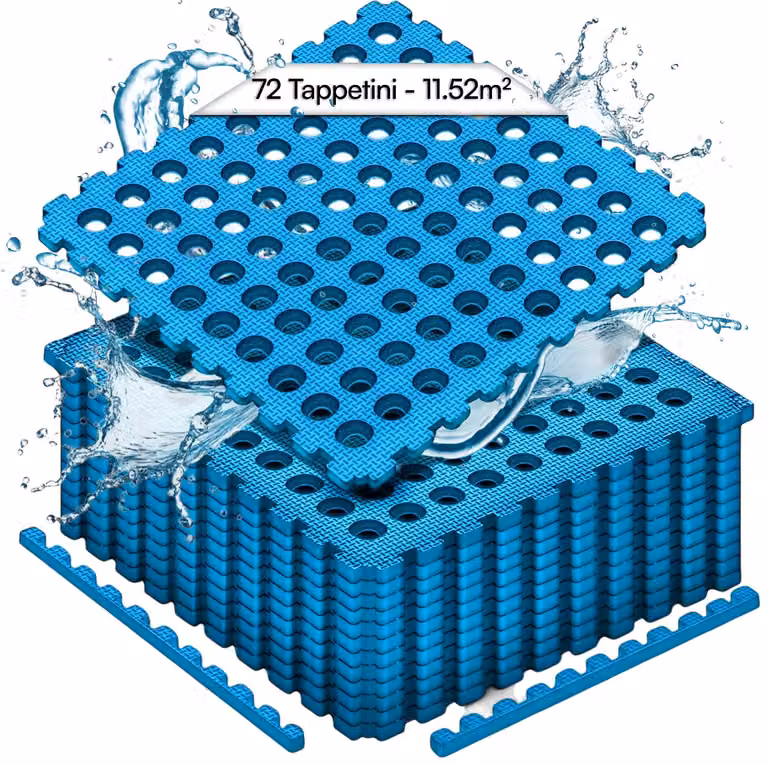 Meisterhome 72 pezzi Tappetino protettivo per pavimenti Tappetino per piscina Tappetino protettivo per pavimenti - 40 x 40 x 1 cm - Vasca idromassaggio, piscina per bambini – Blu