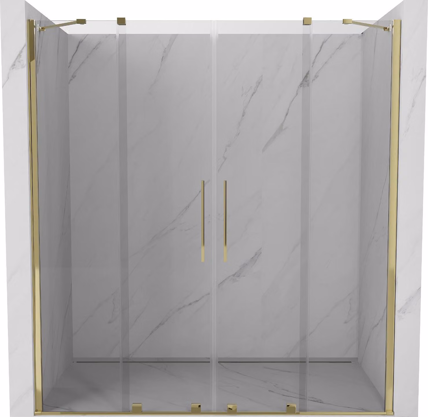 Mexen Velar Duo porte doccia scorrevoli 170 cm, trasparenti, dorate - 871-170-000-02-50