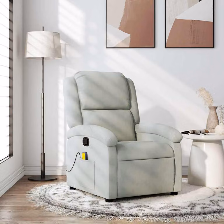 vidaXL Poltrona reclinabile relax in velluto grigio con braccioli