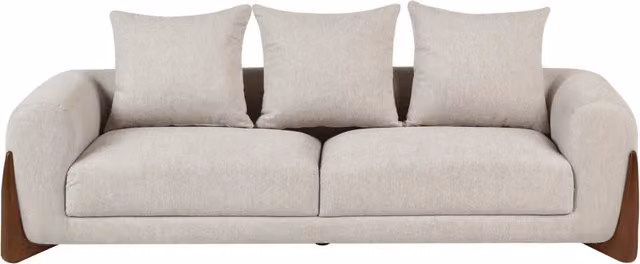 Divano a 3 posti Beliani in tessuto beige e marrone con cuscini decorativi e coperture rimovibili, stile moderno per soggiorno