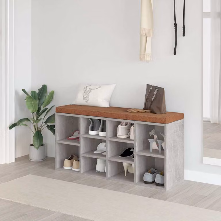 Scarpiera moderna vidaXL in legno e MDF grigio opaco L: 103 cm, P: 30 cm, H: 48 cm