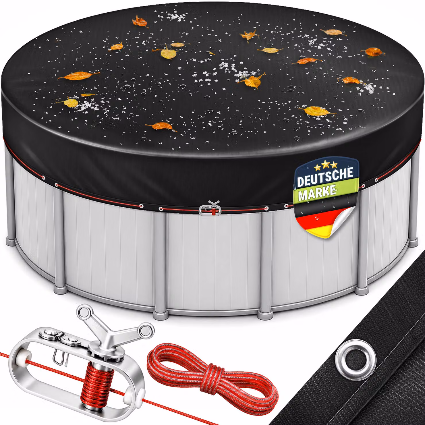 Copertura per piscina tillvex® Premium, rotonda, per piscine di diametro da 460 a 500 cm (Ø 560 cm), con kit di montaggio | Telo solare per piscina da 200 g/m² | Telo per piscina rotonda, adatto per l'estate e l'inverno | Copertura resistente ai raggi UV