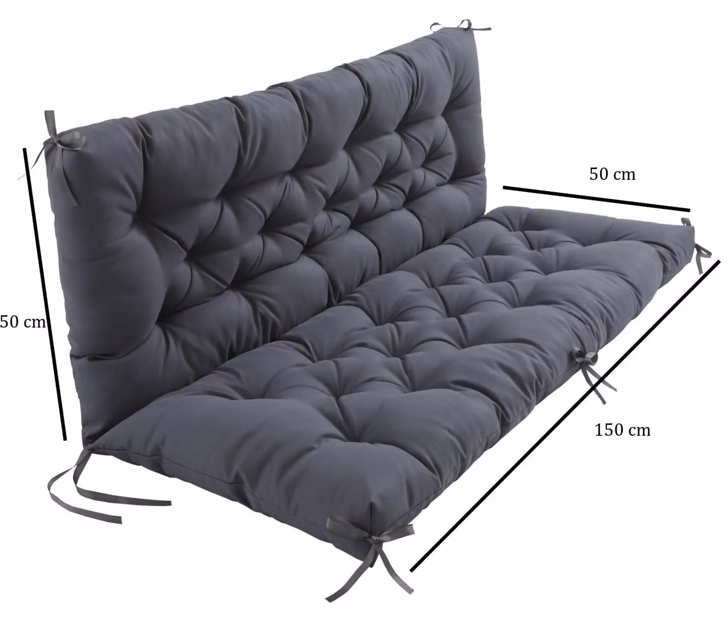 Omgoods - Cuscino da esterno per divano, grigio, 150 x 50 x 50 cm