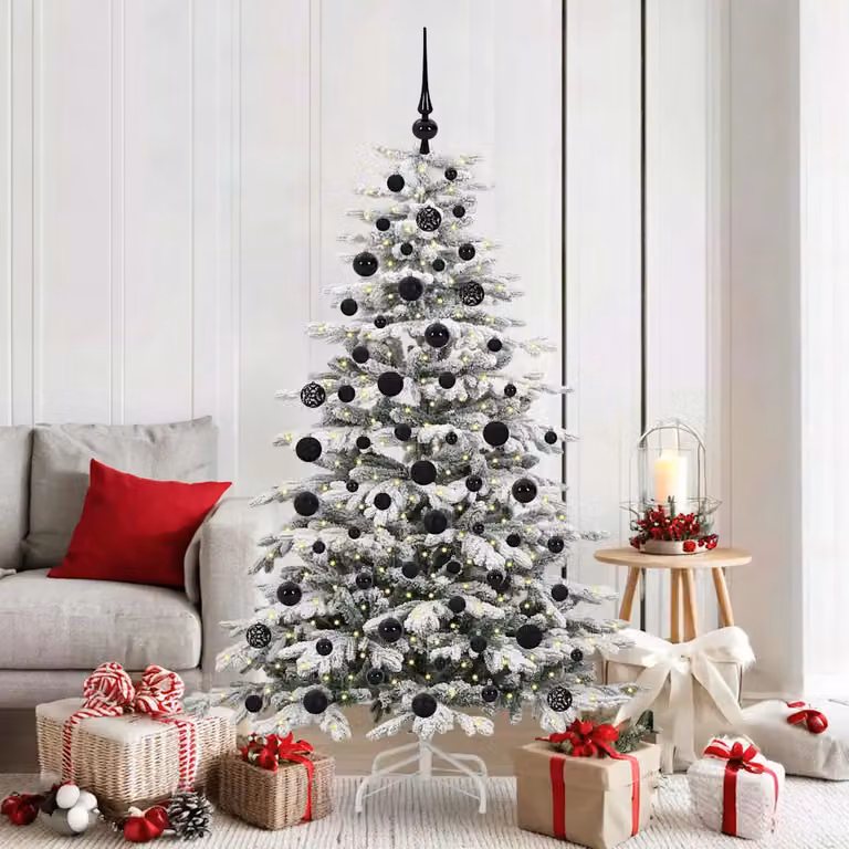 Albero di Natale artificiale vidaXL bianco con luci LED bianco caldo e rami pieghevoli, Altezza: 180 cm