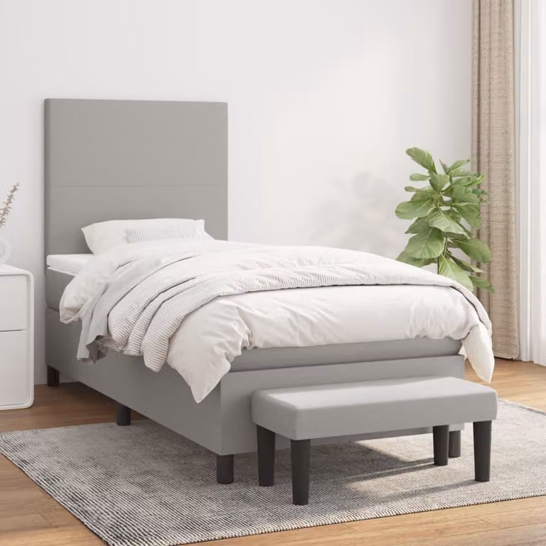 vidaXL Letto boxspring con materasso in tessuto grigio chiaro 80x200 cm - Letto boxspring - Boxspringbetten - Bett - Schlafzimmermöbel