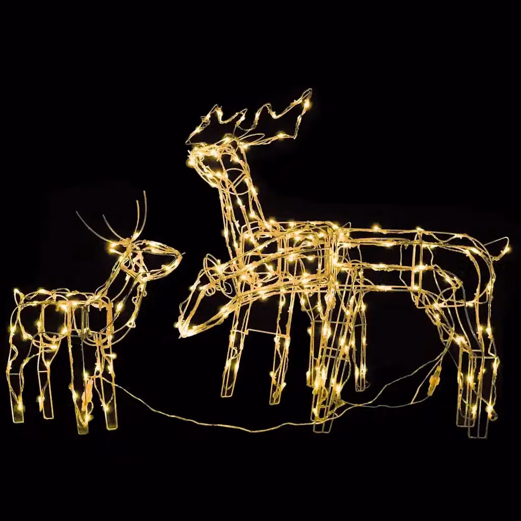 Set di 3 Decorazioni di Natale a Forma di Renna con 229 LED Luce Bianca Calda per Giardino e Balcone – 2