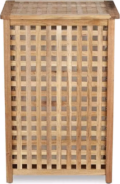 Cesto portabiancheria di design moderno per bagno 50 x 40 x 30 cm in legno di noce 13_0003284