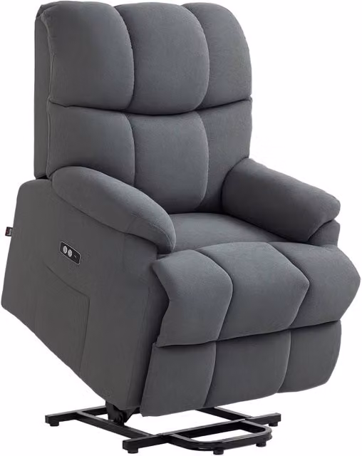 Poltrona Alzapersona con Poggiapiedi ¨C Xylo ¨C Tessuto Grigio Scuro, 84x96x100 cm