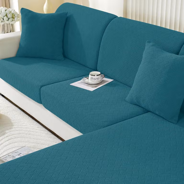 Copertura per cuscino da seduta, elasticizzata, verde scuro, per 1 posto * 3 posti + chaise longue