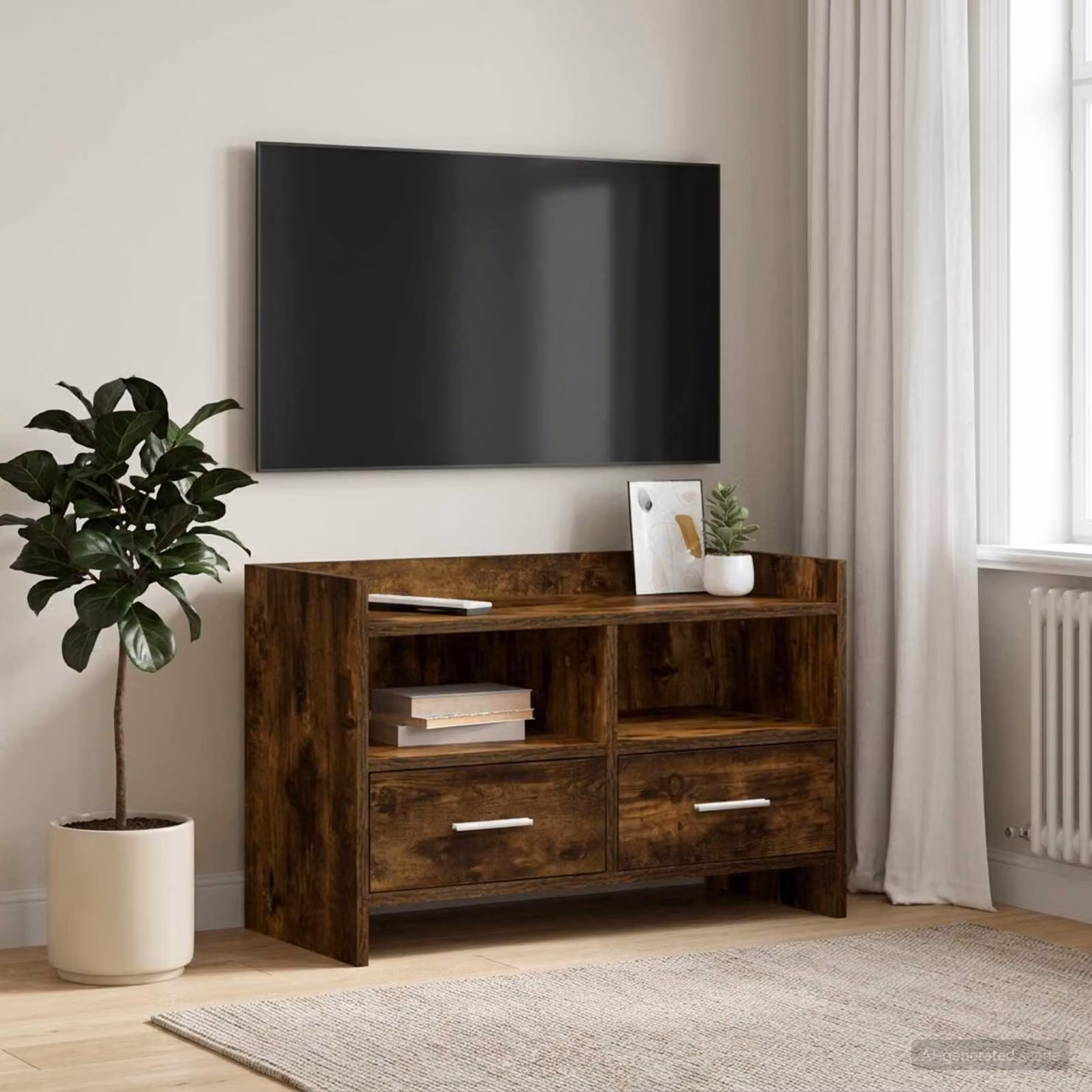Mobile TV vidaXL in legno ingegnerizzato Rovere Fumo, L 71,5 x P 33 x H 47 cm