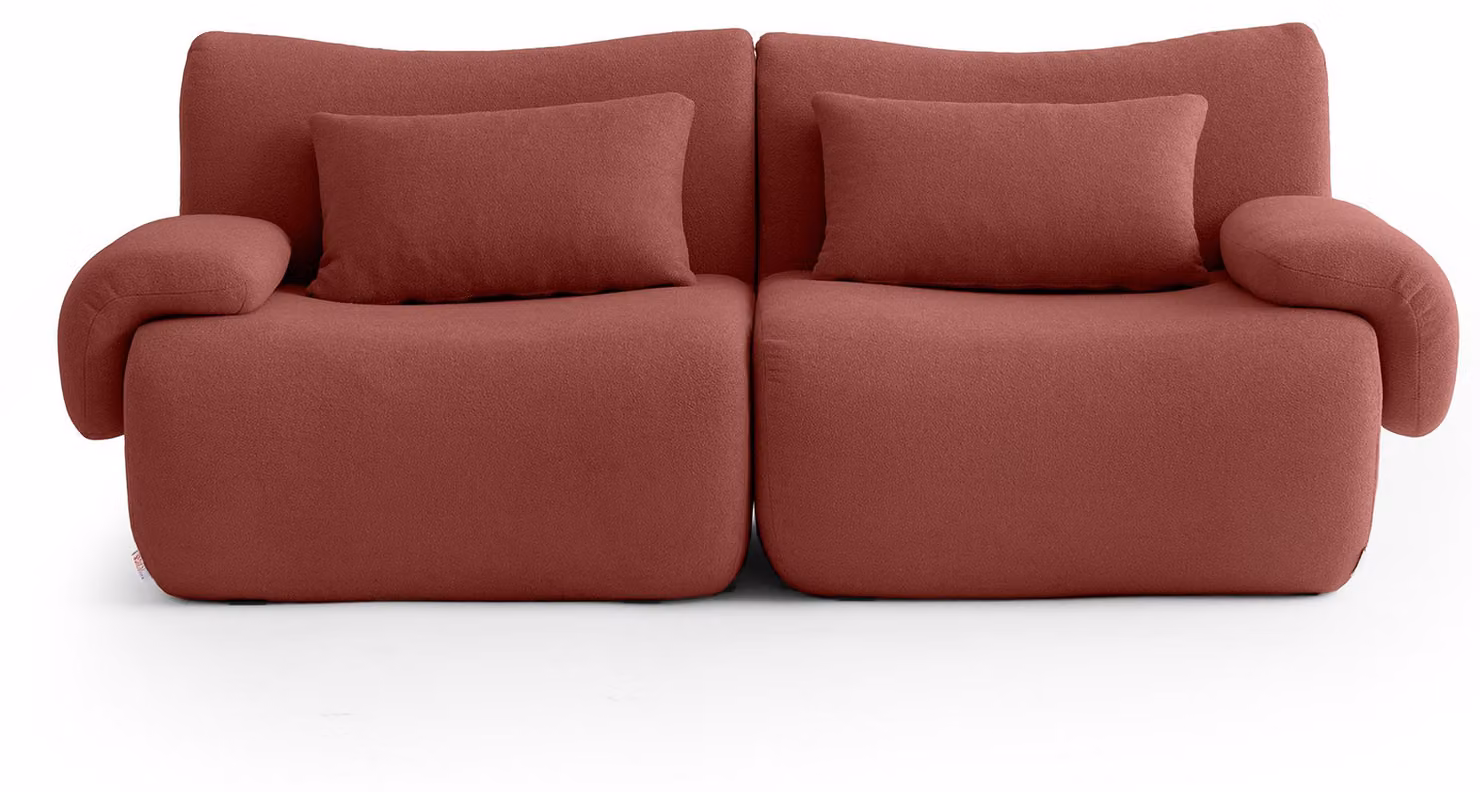 MILYSOFA SOFATIME Divano modulare, lineare, a 2 posti, raffinato tessuto bouclé, rosso terracotta